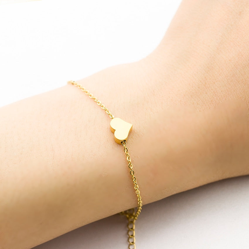 Tiny Heart Bracelet For Women Stainless Steel